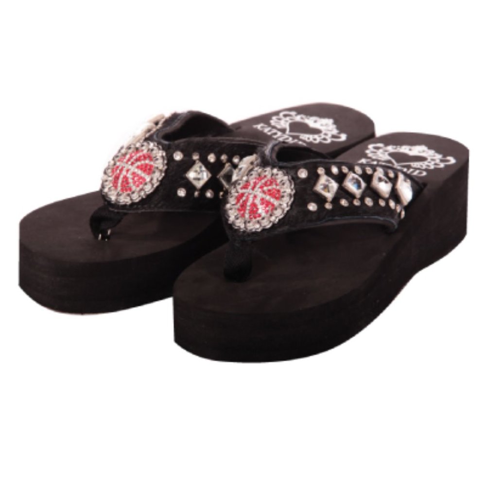 Katydid Rhinestone Basketball Black Flip Flops